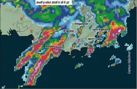  ?? (Infog Rina Uzan) ?? La carte signifiant les les orages était très impression­nante, hier.