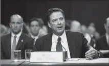  ?? DOUG MILLS / THE NEW YORK TIMES ?? Comey testifies during the hearing Thursday.