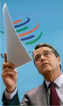  ?? Fabrice Coffrini - 22.fev.2017/AFP ?? Roberto Azevêdo, que foi reeleito diretor-geral da OMC