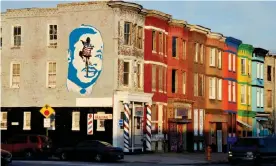  ??  ?? A small mural of Martin Luther King in the city’s Sandtown district in west Baltimore. Photograph: JM Giordano/The Guardian