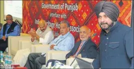  ?? ANIL DAYAL/HT ?? Punjab tourism minister Navjot Singh Sidhu addressing a delegation of Indian Heritage Hotel Associatio­n in Mohali on Tuesday.