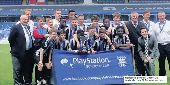  ??  ?? Newcastle Schools’ Under-13s celebrate their St Andrews success