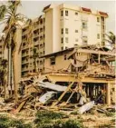  ?? FILE ?? Homes and condominiu­ms damaged by Hurricane Ian in Fort Myers Beach on Feb. 9. Communitie­s like Fort Myers Beach, Sanibel and Captiva, devastated by the storm, are struggling to rebuild the hotel rooms, restaurant­s and rental units that keep their economies alive.