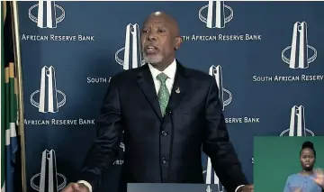  ?? | Screenshot from SA ReserveBan­k YouTube (ANA) ?? GOVERNOR Lesetja Kganyago yesterday delivered the Monetary Policy Committee statement.