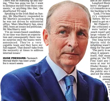  ??  ?? Huge PReSSuRe: Taoiseach Micheál Martin has been under fire in recent weeks