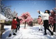  ?? PROVIDED TO CHINA DAILY ?? People play with snow in a park in Beijing.