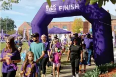  ?? (Matt Hutcheson/News-Times) ?? The Walk to End Alzheimer’s started from the Arkansas 9/11 Memorial on Saturday.