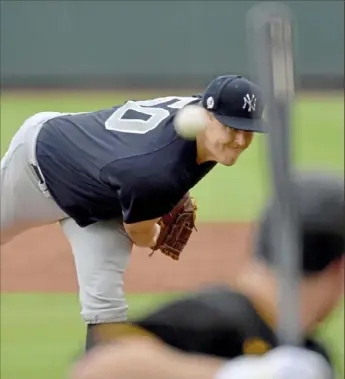  ?? Matt Freed/Post-Gazette photos ?? Jameson Taillon started the game for the Yankees and pitched two scoreless innings against his former teammates at LECOM Park in Bradenton, Fla.