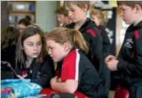  ?? ALDEN WILLIAMS / FAIRFAX NZ ?? Methven Primary near Ashburton has to use its library as a classroom. Above, from left, Ruby Keeley, Nikita Cavanagh, Kaleb Riddle and Archie Cudmore. Top: Hyacinth McMichael, Megan Barr, Ethan Riddle and Georgia Monk.