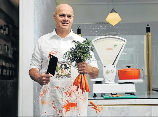  ??  ?? A SLICE OF GENIUS: Dutch butcher Jaap Korteweg has been looking at more refined ways to do without meat in people’s diets