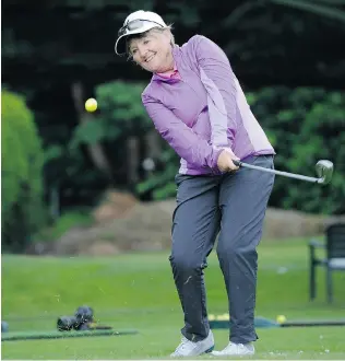  ?? MARK VAN MANEN/ PNG ?? Ginny Golding, the fi rst CPGA female pro in B. C., is playing 65 holes of golf at University Golf Club, aiming to raise $ 65,000 for a charity that helps send young girls to school in Kenya and Tanzania.