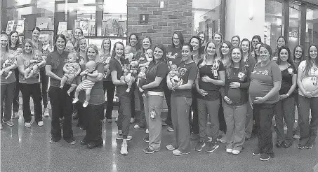  ?? COURTESY OF CHILDREN’S MERCY KANSAS CITY ?? Thirty-six nurses at Children’s Mercy Kansas City were due to give birth this year.