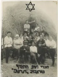  ?? (Courtesy) ?? A PHOTO of a group of Jewish pioneers at the Grochow Kibbutz in Warsaw prior to the Holocaust, on display at the Ghetto Fighters’ House Museum.