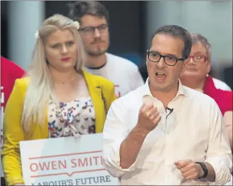  ??  ?? CONTENDER: Owen Smith, Labour MP for Pontypridd, launching his Labour leadership campaign last weekend. He has the backing of most of the party’s MPs – but not the grass roots. Picture: Matthew Horwood/Getty Images