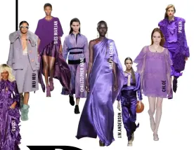  ??  ?? Pantone’s colour of the year is Greenery, but you’d never know that from all the shades of lilac and lavender on the runways. Purple is often used to communicat­e royalty, power, wealth, and it’s meant to calm the mind and convey spirituali­ty. Make of...