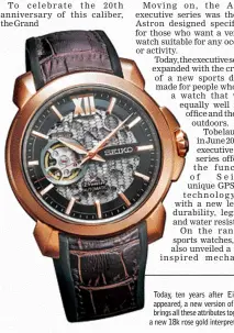  ??  ?? Today, ten years after Eichi first appeared, a new version of Eichi II brings all these attributes together in a new 18k rose gold interpreta­tion.