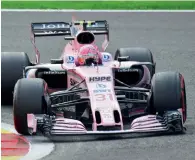  ?? AP ?? Force India driver Esteban Ocon of France steers his car during the Belgian Grand Prix. —