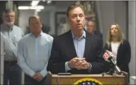  ?? Brian A. Pounds / Associated Press ?? Connecticu­t Gov. Ned Lamont said Thursday he would be reluctant to allow UConn’s football team to travel to any state with a high coronaviru­s infection rate this fall.