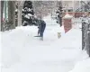  ?? PHOTO: TNS ?? Big chill . . . A dog waits as a man shovels snow in suburban Chicago, as severe winter storms continue across the United States.