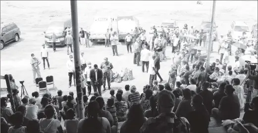  ??  ?? Residents at Canefield where President Irfaan Ali spoke.