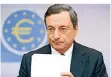  ?? FOTO: DPA ?? Mario Draghi stößt mit seiner Geldpoliti­k auf viel Kritik.