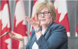 ?? ADRIAN WYLD THE CANADIAN PRESS ?? Carla Qualtrough, minister of employment, workforce developmen­t and disability inclusion, said extending the eligibilit­y period for CERB to a maximum of 28 weeks will cost about $8 billion.