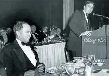  ?? LIBRARY AND ARCHIVES CANADA PHOTO ?? Donald Trump, right, at an awards ceremony honouring then-Prime Minister Pierre Elliott Trudeau in 1981. Prime Minister Justin Trudeau gave this photo to Trump as a gift on his visit to Washington.