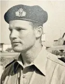  ?? ?? Hensher, above, in his younger days, and above right, reunited in 1969 with the recently dredged-up engine of the Sea Fury in which he had ditched into the sea off the Cornwall coast in 1951