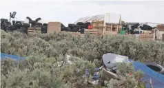  ?? JESSE MOYA/TAOS NEWS ?? The makeshift compound in Northern New Mexico, where the body of a missing boy was recovered this month. This site was at the center of abuse charges against five adults, was razed last week, but officials aren’t saying who made the decision.