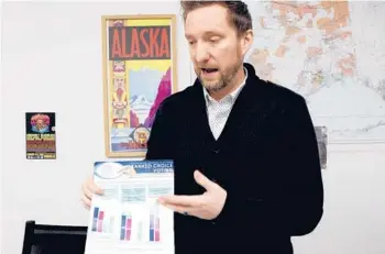  ?? MARK THIESSEN/AP ?? Former Alaska lawmaker Jason Grenn explains ranked-choice voting Friday in Anchorage. A new election system, narrowly passed by voters in 2020, is slated be used for the first time in the state’s races this year.