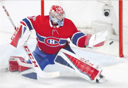  ?? JOHN MAHONEY ?? Carey Price finished Tuesday’s game against the Panthers with 26 saves, including a couple of key stops early in the first period.