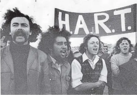  ??  ?? Trevor Richards, left, on a Halt All
Racist Tours march in 1972.