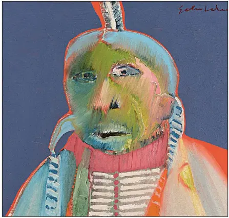  ?? Estate of Fritz Scholder ?? Fritz Scholder’s Monster Indian, a 1968 oil on canvas, seems more vulnerable than monstrous. It is among some 80 works at the exhibition “Art for a New Understand­ing: Native Voices 1950s to Now,” organized by Crystal Bridges Museum of American Art.