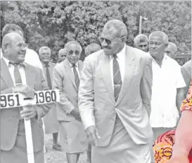  ?? Picture: FILE ?? Above: Sitiveni Rabuka with former scholars of Bucalevu Secondary School during the diamond jubilee celebratio­ns in August 1996.