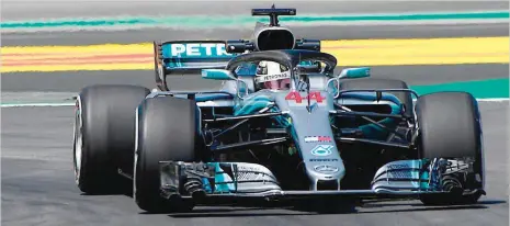  ??  ?? Mercedes’ Lewis Hamilton takes part in the first practice session at the Circuit de Catalunya in Montmelo in the outskirts of Barcelona ahead of the Spanish Formula One Grand Prix on Friday.