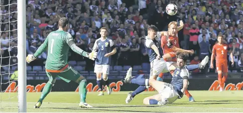  ?? — Reuters photo ?? England’s Harry Kane shoots over during the 2018 World Cup Qualifying European Zone - Group F between Scotland and England at Hampden Park, Glasgow, Scotland.