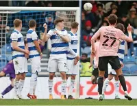  ?? ?? RUBIN IT IN Cardiff’s Rubin Colwill scores the winner
QPR: Marshall 4; Dickie 5; Dunne 6; Barbet 6; Odubajo 7, Hendrick 6, Field 5 (Dozzell 84), Willock 6 (Amos 81), Wallace 6 (Adomah 81); Chair 7, Gray 7. Mahoney, Kakay, Ball, McCallum. CARDIFF CITY: Smithies 7; Ng 5; Flint 6, McGuinness 6; Drameh 7, Vaulks 5 (Davies 56,7), Wintle 6, Ralls 5, Doughty 6 (Bagan 56, 6); Hugill 7 (Ikpeazu 82), Colwill 7.
Subs not used: Phillips, Pack, King, Denham.
MAN OF THE MATCH: Isaak Davies. Young Welsh sub changed the game with his goal and direct running.
REFEREE: Michael Salisbury 6.