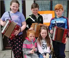  ?? Young Brosna talents Amy O’ Sullivan, Eimear Murphy, Katie Cotter, Cormac Murphy and Shane O’Sullivan in action. ??