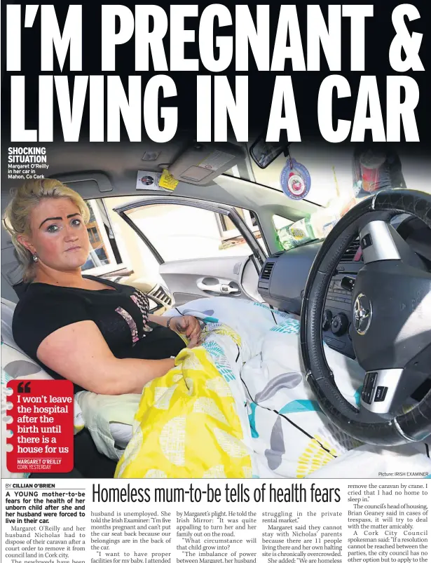  ?? Picture: IRISH EXAMINER ?? SHOCKING SITUATION Margaret O’reilly in her car in Mahon, Co Cork