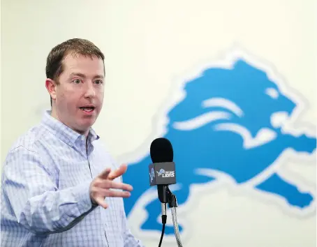  ?? THE ASSOCIATED PRESS ?? “The pass rushers came off pretty early and it was a huge drop off,” Lions GM Bob Quinn says of this year’s draft.