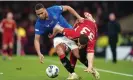  ?? Photograph: Andrew Milligan/PA ?? Rangers’ Cyriel Dessers (left) and Aberdeen’s Slobodan Rubezic battle for the ball.
