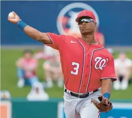  ?? ?? Nationals infielder Jeter Downs, 24, is hoping to stick with his fourth organizati­on. He was a top prospect acquired by the Red Sox from the Dodgers in the Mookie Betts trade in 2020.