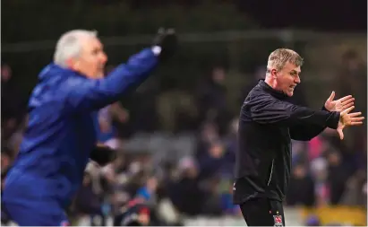  ?? STEPHEN McCARTHY / SPORTSFILE ?? John Caulfield and Stephen Kenny will lock horns again at Turner’s Cross tonight