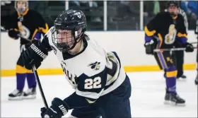  ?? JAMES BEAVER/FOR MEDIANEWS GROUP ?? La Salle’s Ryan Ferry (22) sends a wrist shot towards the Roman Catholic net in the opening round of the Flyers Cup Thursday night.