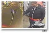  ??  ?? NYPD was looking for the man shown in this surveillan­ce footage, believed to have robbed several GameStops in Manhattan. NYPD