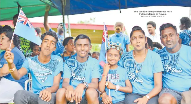  ?? Picture: JOVESA NAISUA ?? The Tendon family celebrate Fiji’s Independen­ce in Navua.