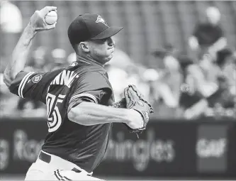  ?? STEVE RUSSELL TORONTO STAR ?? Toronto starting pitcher Thomas Pannone recorded six no-hit innings before giving one up in the seventh as the Blue Jays beat the Baltimore Orioles, 6-0, at Rogers Centre on Wednesday afternoon.