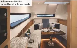  ??  ?? Below decks there is a convertibl­e dinette and heads