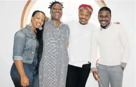  ?? Picture: LONDEKA DLAMINI ?? BAY TALENT: Bay artists, from left, Ntlantla Swana, Lelethu PoeticSoul Mahambehla­la, Dumza Maswana and Sizwe Yaze supported a fellow artist at the PE Opera House’s Jazz Afro Sundays