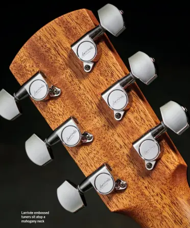  ??  ?? Larrivée embossed tuners sit atop a mahogany neck